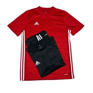 2 pc adidas athletic tee shirts Red and Black Short Sleeve Tees
